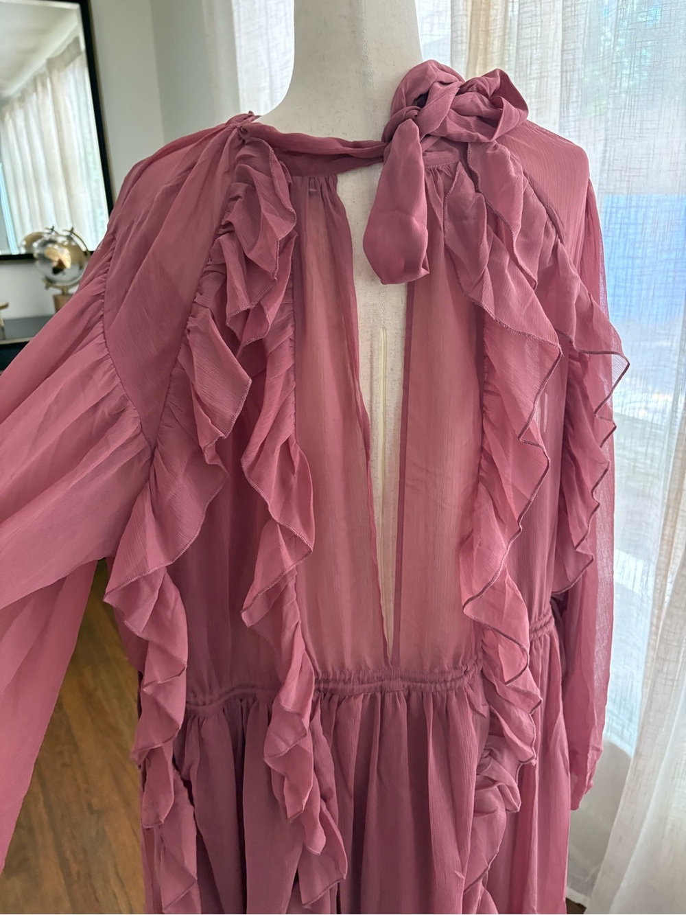 ASOS Curve Rose Pink Ruffle Maxi Dress - Picture 8 of 10